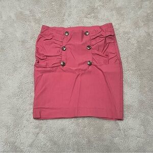 Pink Double-Button Ruched Mini Skirt